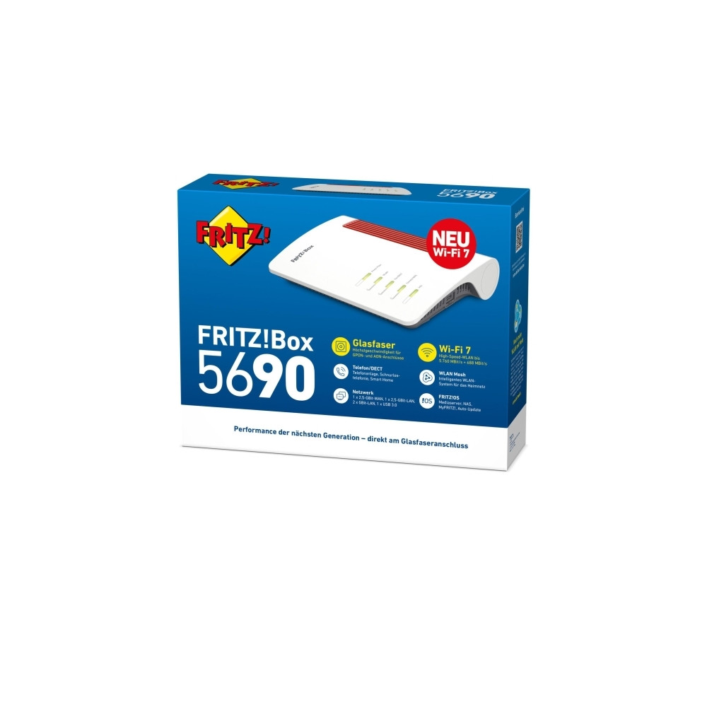Produktbild för FRITZ!Box 5690 - trådlös router - GPON-teminal - Wi-Fi 7 - skrivbordsmodell, väggmonterbar