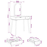 Produktbild för Skrivbordsset FAUSKE 2 pcs Vit 76 x 50 x 143 cm