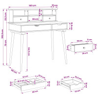 Produktbild för Skrivbordsset FAUSKE 2 pcs Vit 100 x 50 x 103,5 cm