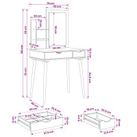 Produktbild för Skrivbordsset FAUSKE 3 pcs Vit 76 x 50 x 143 cm