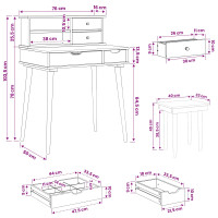 Produktbild för Skrivbordsset FAUSKE 3 pcs Vit 76 x 50 x 103,5 cm