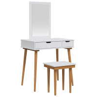 Produktbild för Skrivbordsset FAUSKE 3 pcs Vit 76 x 50 x 143 cm