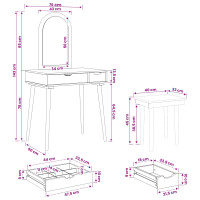 Produktbild för Skrivbordsset FAUSKE 3 pcs Vit 76 x 50 x 143 cm