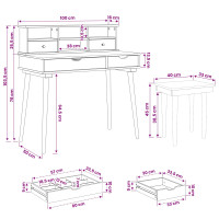 Produktbild för Skrivbordsset FAUSKE 3 pcs Vit 100 x 50 x 103,5 cm