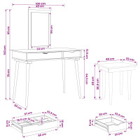 Produktbild för Skrivbordsset FAUSKE 3 pcs Vit 100 x 50 x 143 cm