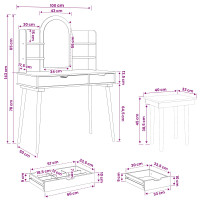 Produktbild för Skrivbordsset FAUSKE 5 pcs Vit 100 x 50 x 143 cm