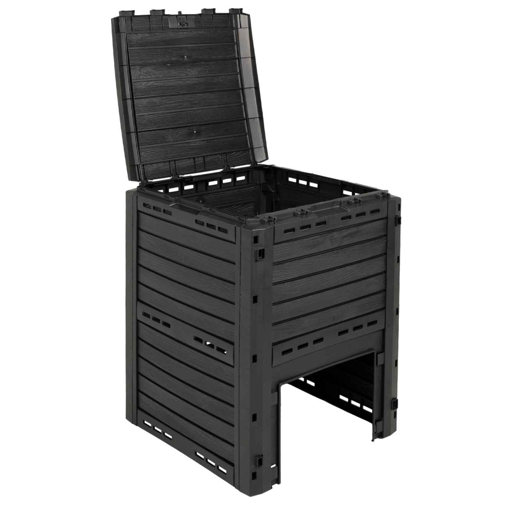 Produktbild för Trädgårdskompost Svart 59,5 x 60 x 81,5 cm 280 l 100% PP