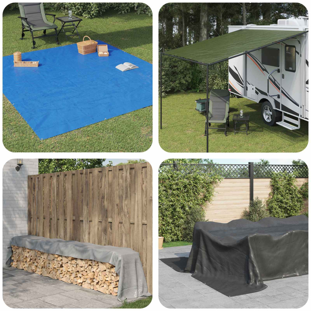 Produktbild för Tarpaulin med öglor Grön 4 x 6 m 260 gsm PE