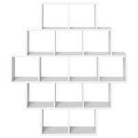 Produktbild för Vägg hylla Vit 120 x 20 x 136 cm Konstruerat trä