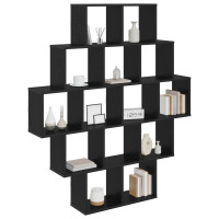 Produktbild för Vägg hylla Svart ek 120 x 20 x 136 cm Konstruerat trä