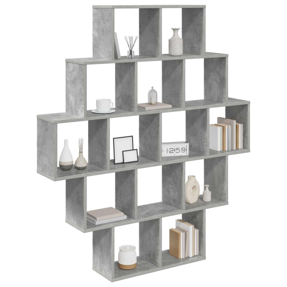 Produktbild för Vägg hylla Betonggrå 120 x 20 x 136 cm Konstruerat trä