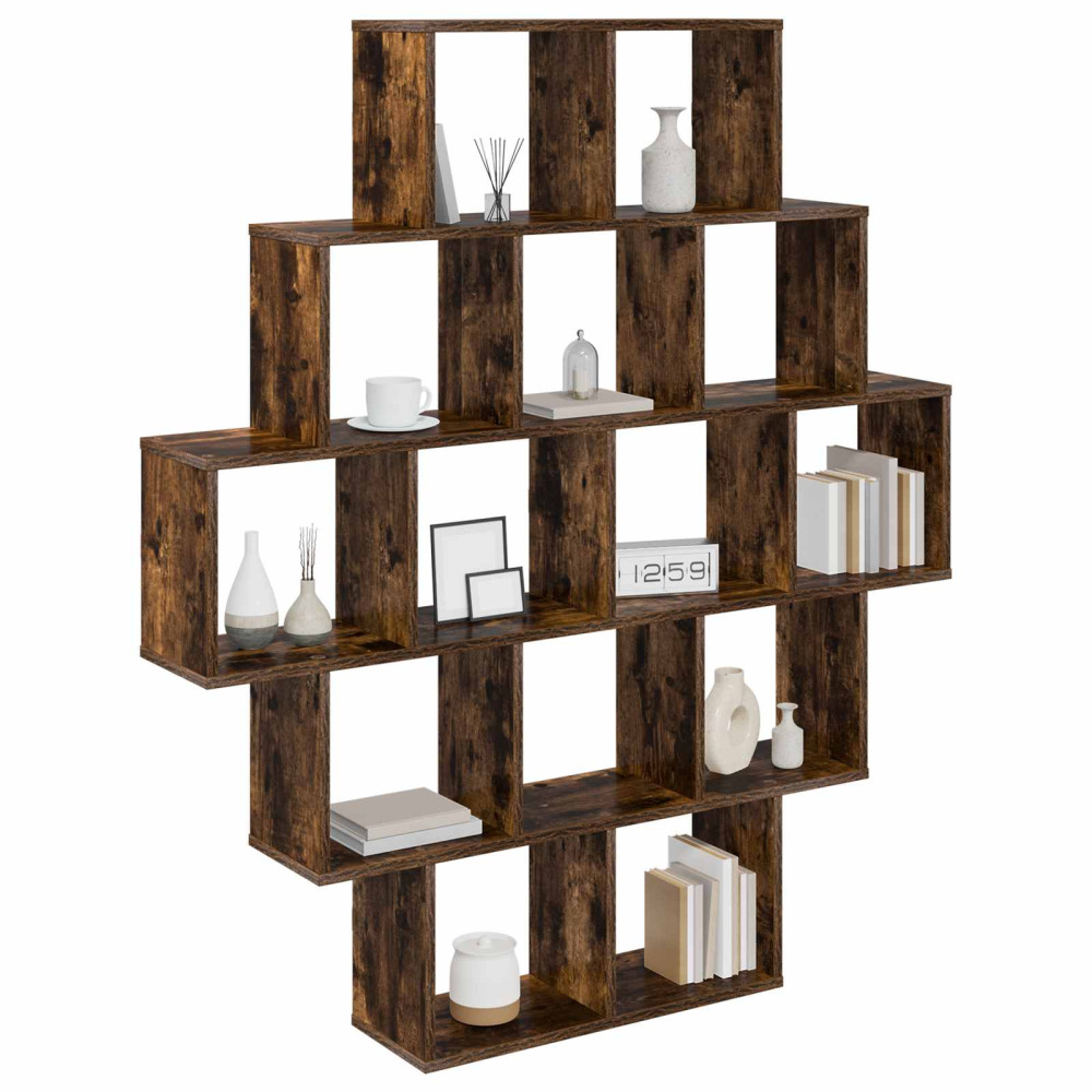 Produktbild för Vägg hylla Rökt ek 120 x 20 x 136 cm Konstruerat trä