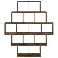 Produktbild för Vägg hylla Rökt ek 120 x 20 x 136 cm Konstruerat trä
