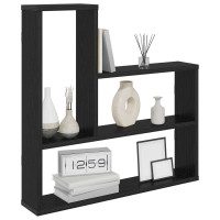 Produktbild för Vägg hylla Svart ek 60 x 11 x 60 cm Konstruerat trä