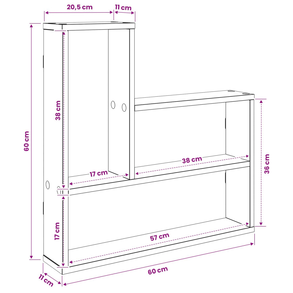 Produktbild för Vägg hylla Betonggrå 60 x 11 x 60 cm Konstruerat trä