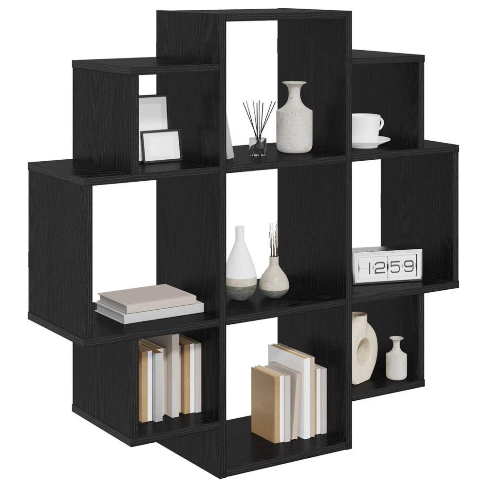 Produktbild för Vägg hylla Svart ek 90 x 25 x 90 cm Konstruerat trä