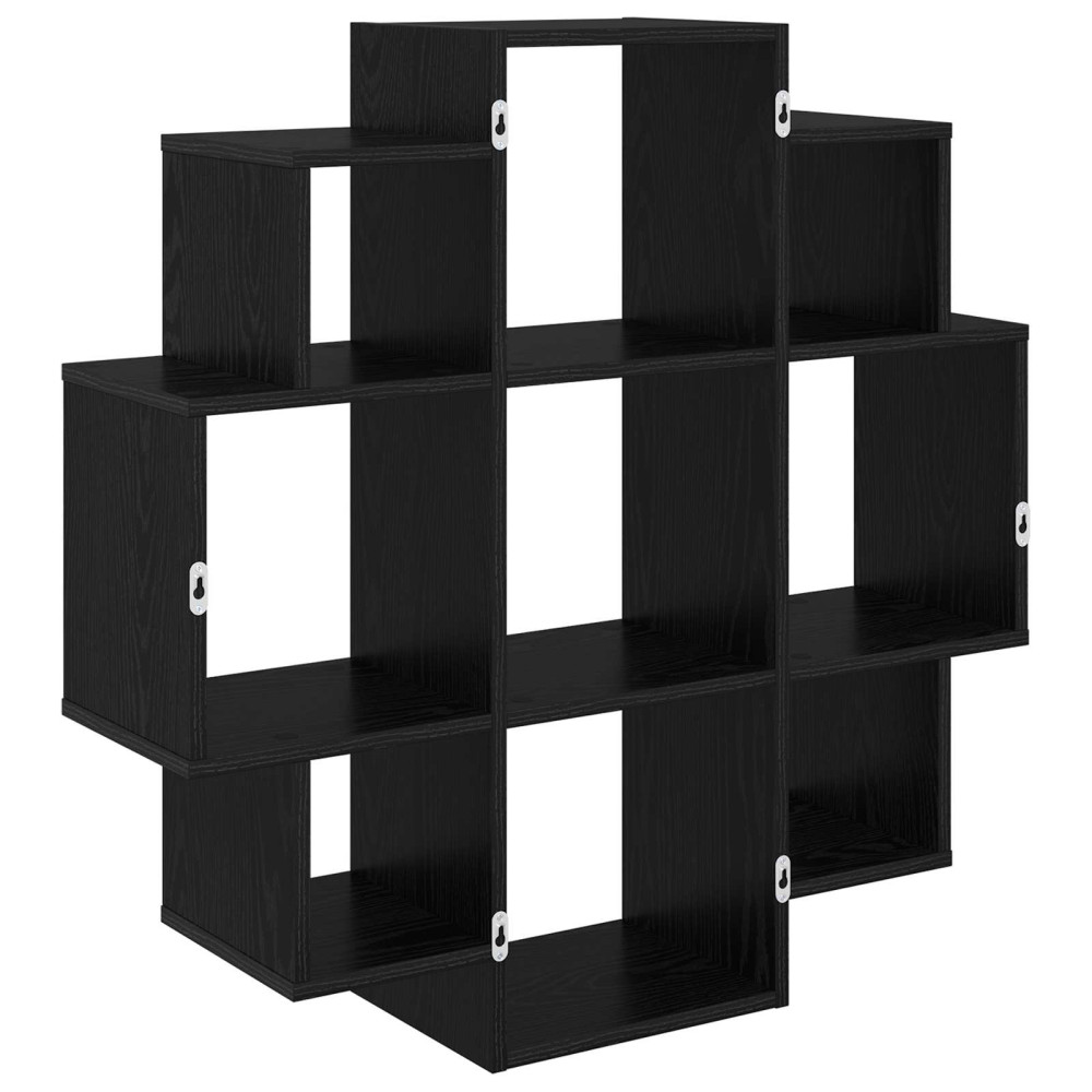 Produktbild för Vägg hylla Svart ek 90 x 25 x 90 cm Konstruerat trä