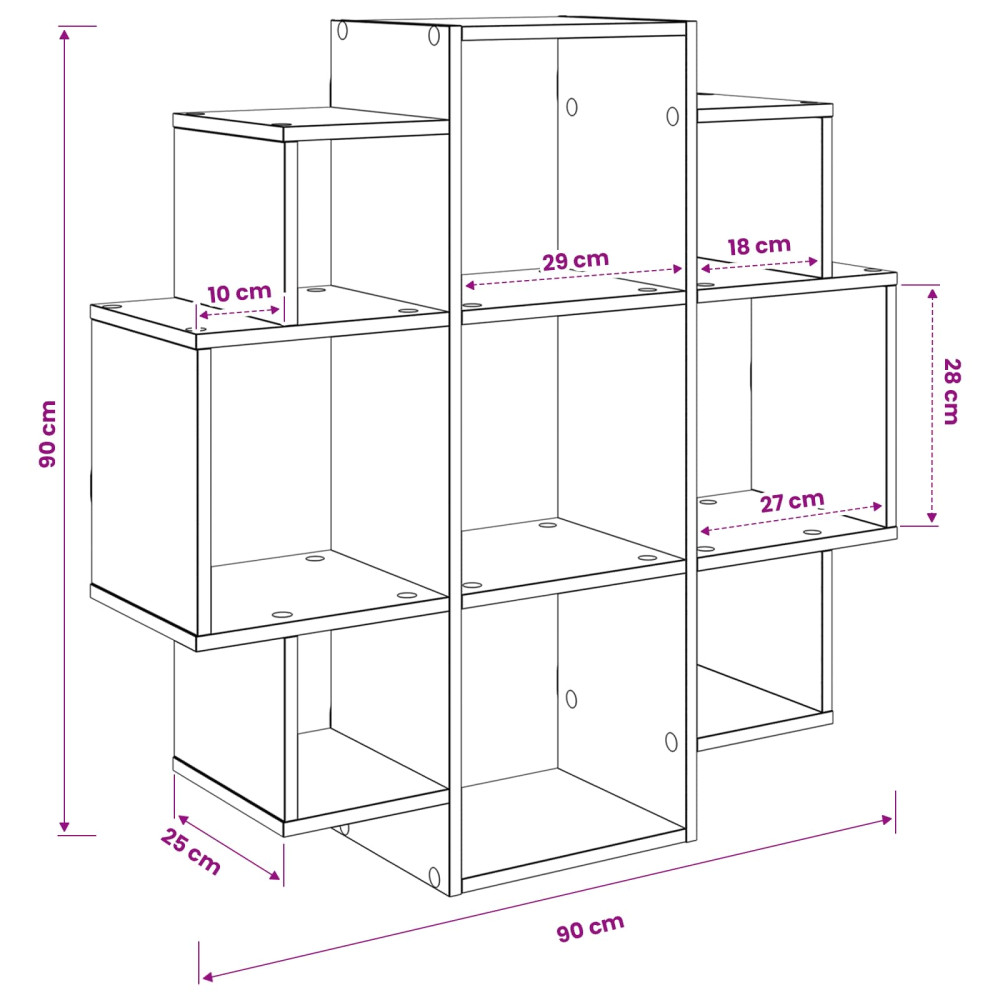 Produktbild för Vägg hylla Sonoma-ek 90 x 25 x 90 cm Konstruerat trä