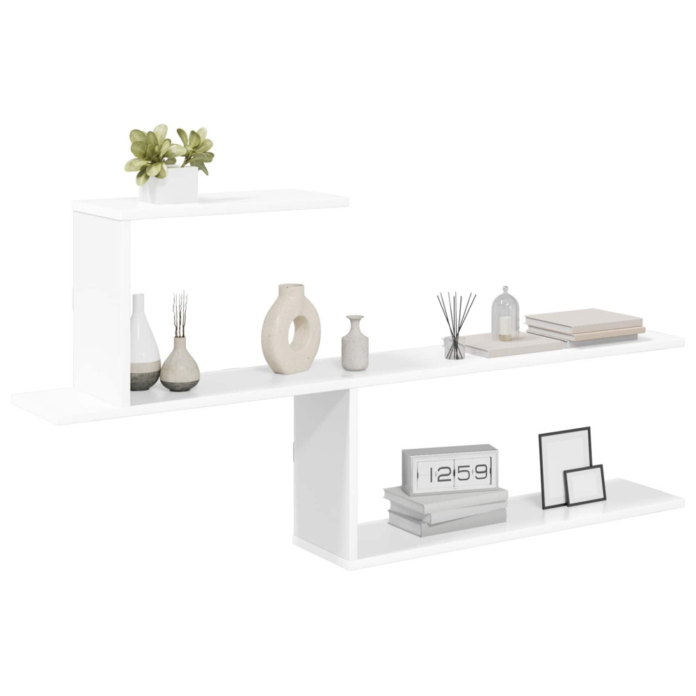 Produktbild för Vägg hylla Vit 122 x 18 x 60 cm Konstruerat trä