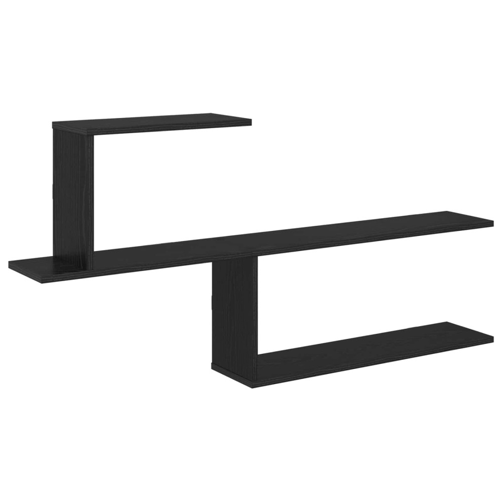 Produktbild för Vägg hylla Svart ek 122 x 18 x 60 cm Konstruerat trä