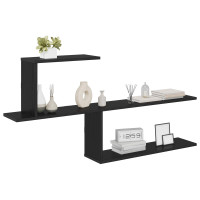 Produktbild för Vägg hylla Svart ek 122 x 18 x 60 cm Konstruerat trä