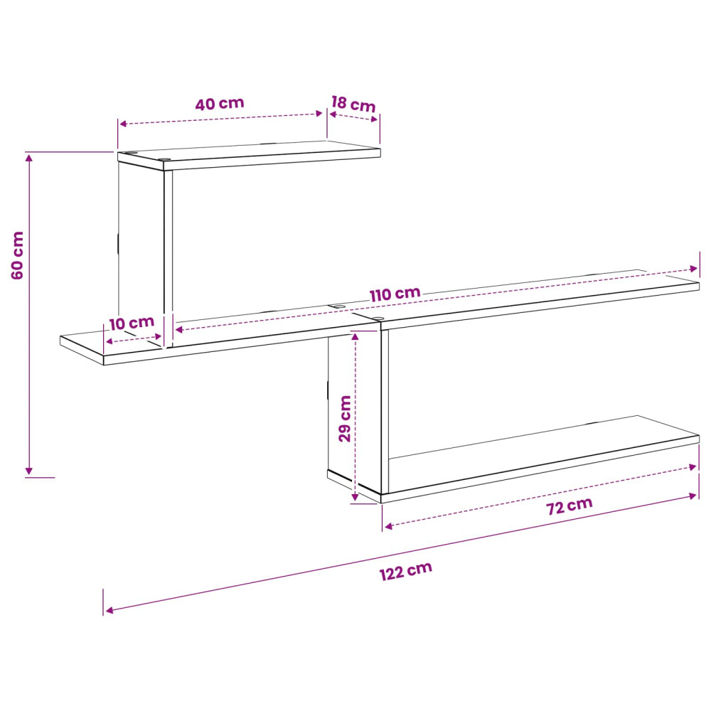 Produktbild för Vägg hylla Sonoma-ek 122 x 18 x 60 cm Konstruerat trä