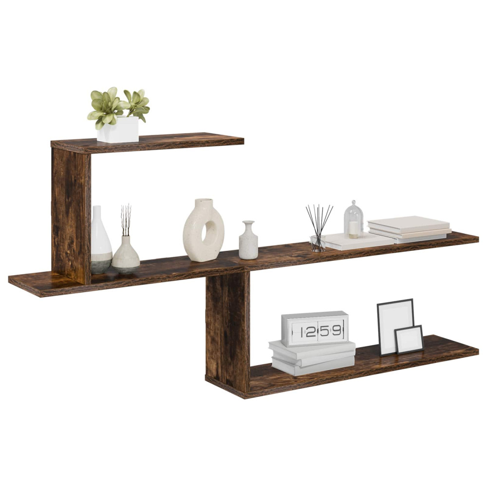 Produktbild för Vägg hylla Rökt ek 122 x 18 x 60 cm Konstruerat trä