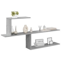 Produktbild för Vägg hylla Grå Sonoma 122 x 18 x 60 cm Konstruerat trä