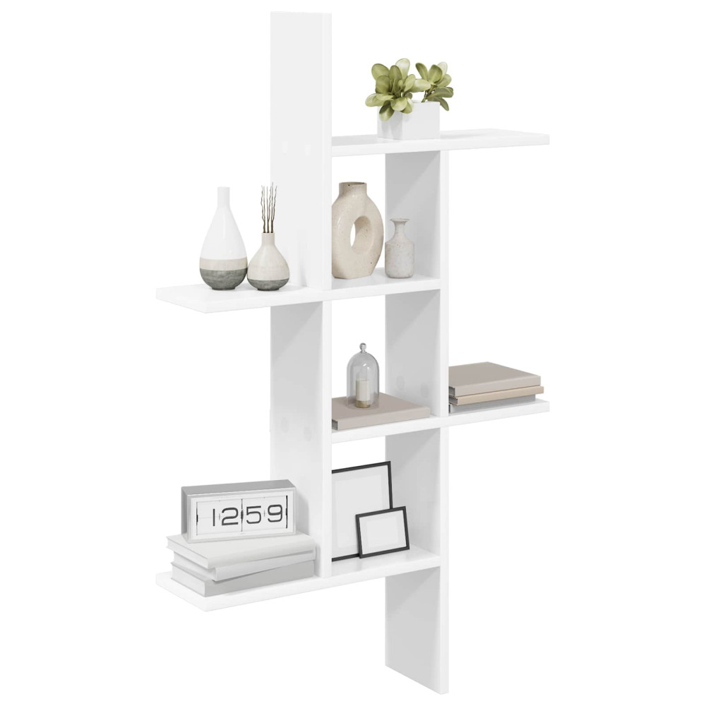 Produktbild för Vägg hylla Vit 61 x 15 x 102 cm Konstruerat trä
