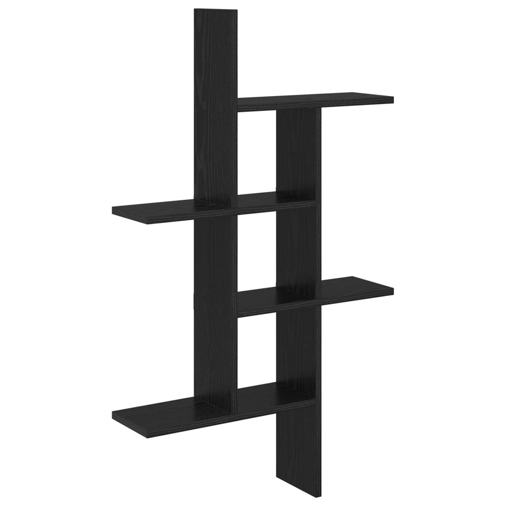 Produktbild för Vägg hylla Svart ek 61 x 15 x 102 cm Konstruerat trä