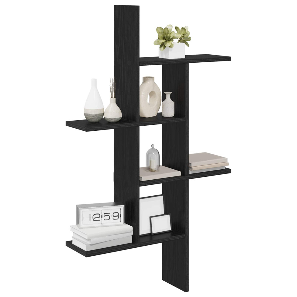 Produktbild för Vägg hylla Svart ek 61 x 15 x 102 cm Konstruerat trä