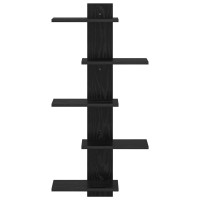 Produktbild för Väggflytande Hylla Svart ek 48,5 x 15 x 101 cm Konstruerat trä