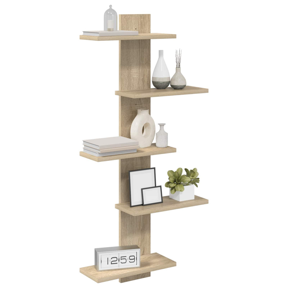 Produktbild för Väggflytande Hylla Sonoma-ek 48,5 x 15 x 101 cm Konstruerat trä