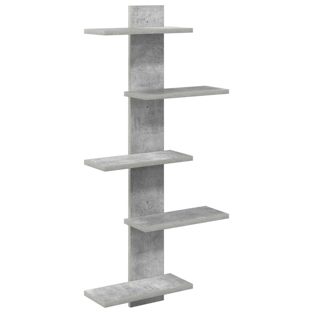 Produktbild för Väggflytande Hylla Betonggrå 48,5 x 15 x 101 cm Konstruerat trä
