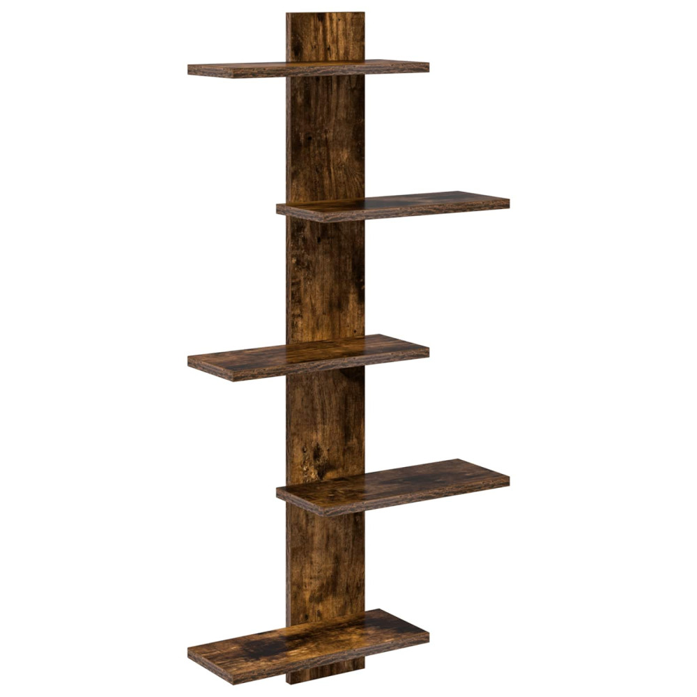 Produktbild för Väggflytande Hylla Rökt ek 48,5 x 15 x 101 cm Konstruerat trä