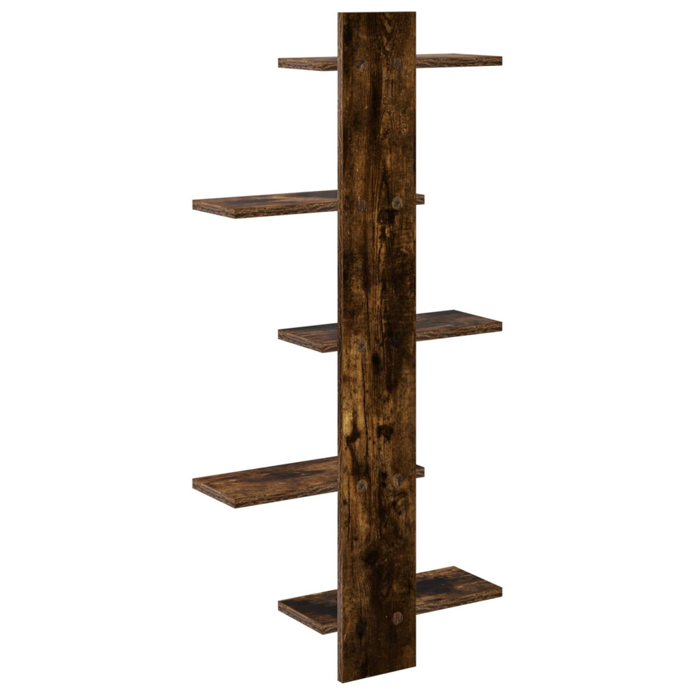 Produktbild för Väggflytande Hylla Rökt ek 48,5 x 15 x 101 cm Konstruerat trä