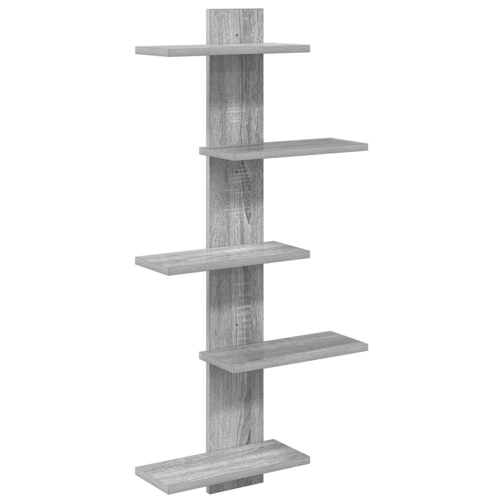 Produktbild för Väggflytande Hylla Grå Sonoma 48,5 x 15 x 101 cm