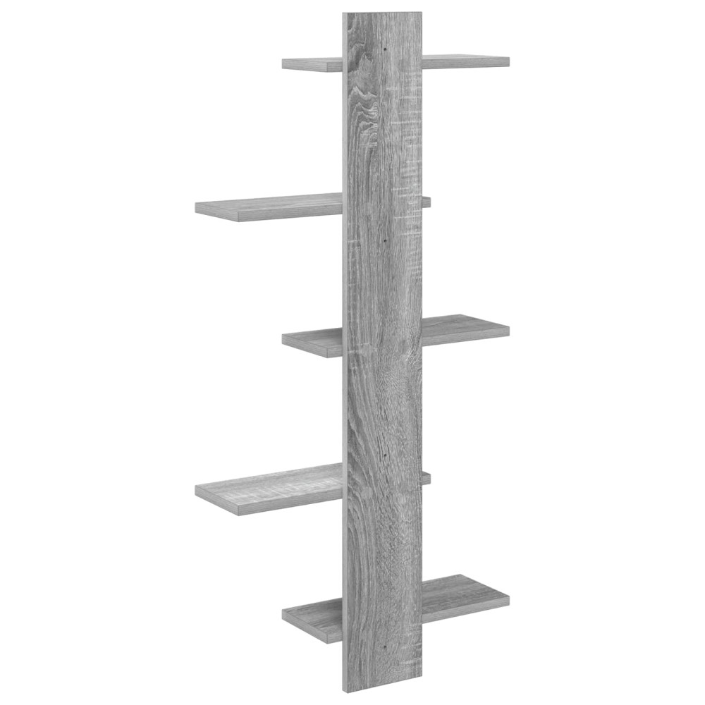 Produktbild för Väggflytande Hylla Grå Sonoma 48,5 x 15 x 101 cm