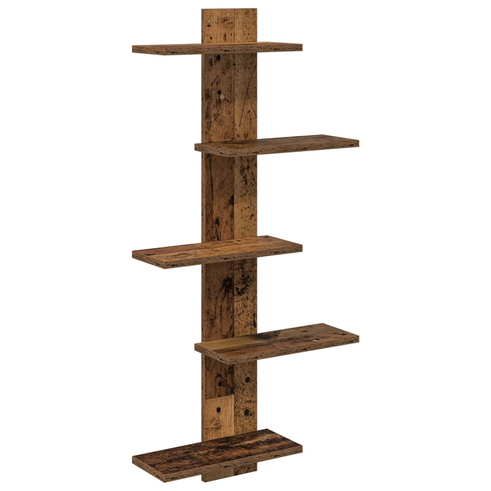 Produktbild för Väggflytande Hylla Gammalt trä 48,5 x 15 x 101 cm