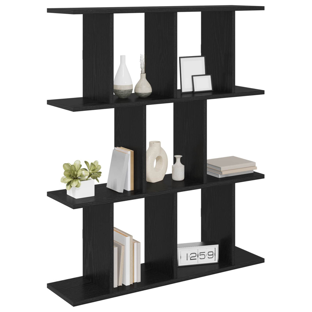 Produktbild för Vägg hylla Svart ek 80 x 20 x 96 cm Konstruerat trä