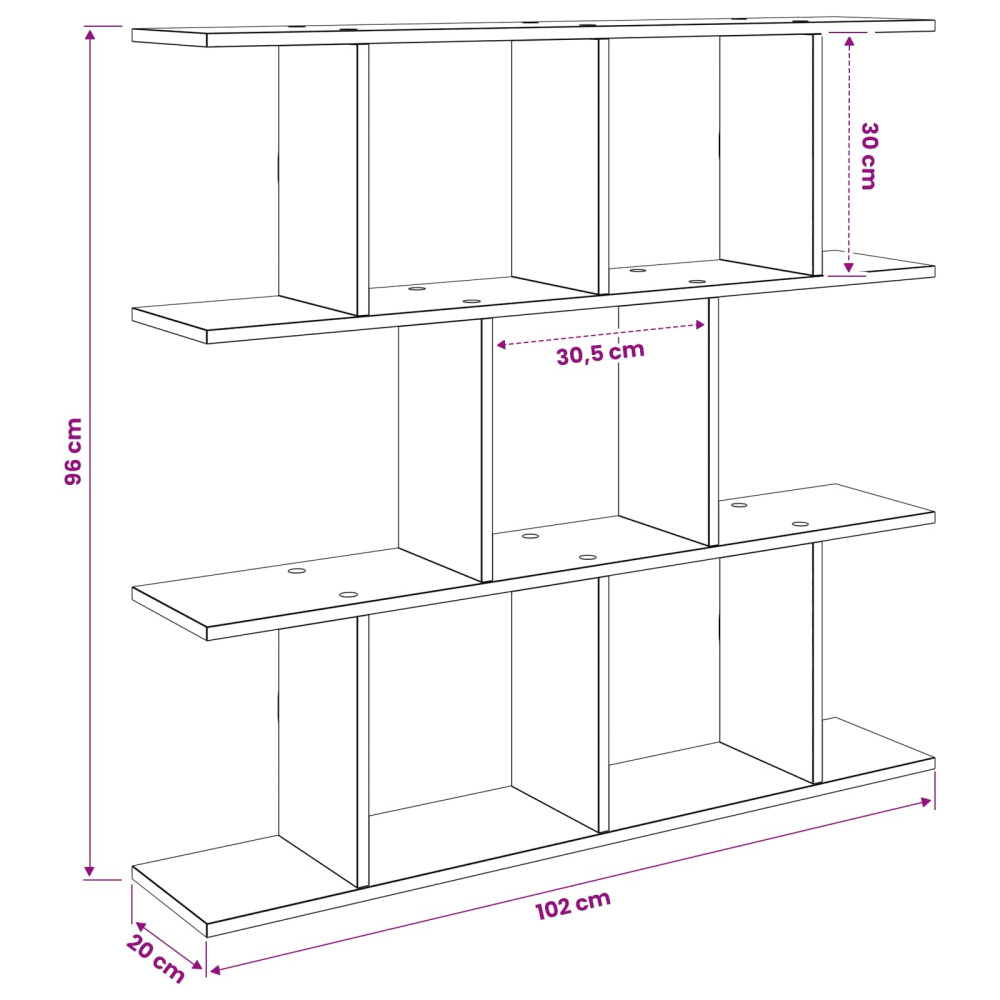 Produktbild för Vägg hylla Sonoma-ek 102 x 20 x 96 cm Konstruerat trä