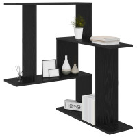 Produktbild för Vägg hylla Svart ek 67 x 67 x 87 cm Konstruerat trä
