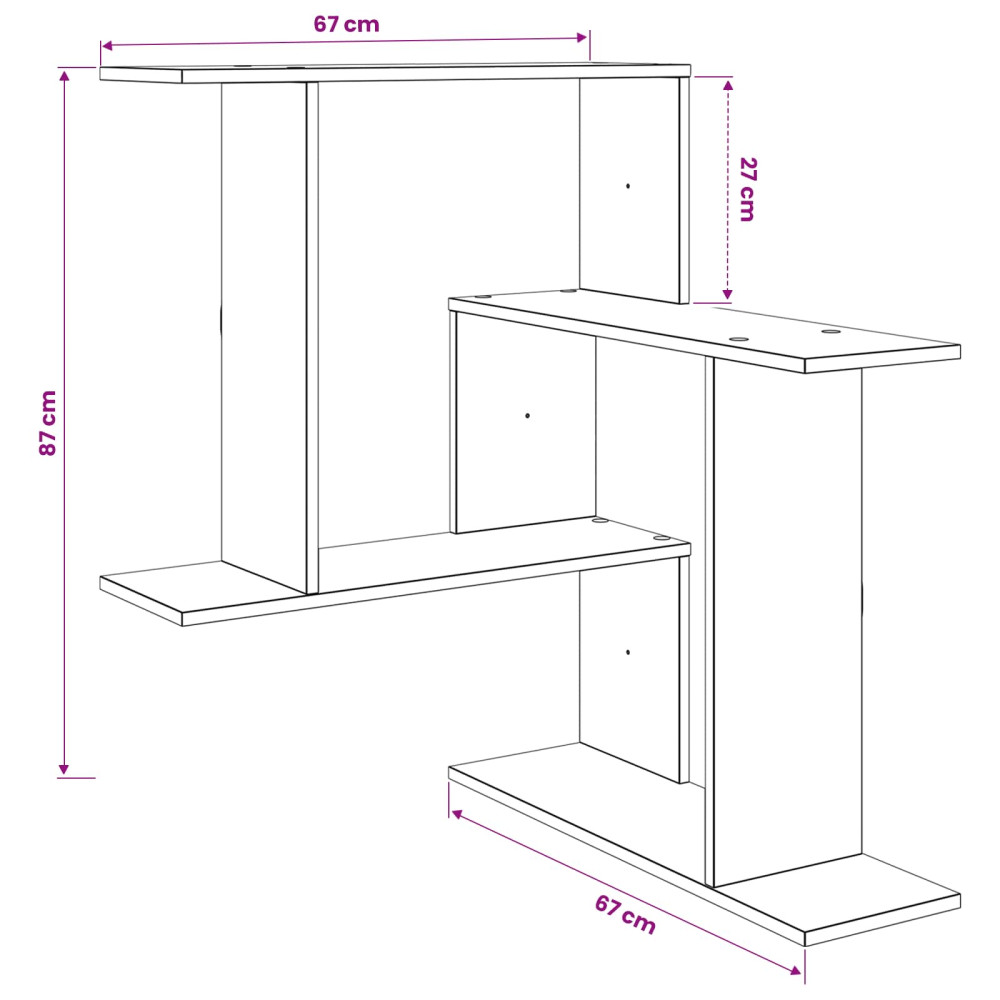 Produktbild för Vägg hylla Betonggrå 67 x 67 x 87 cm Konstruerat trä