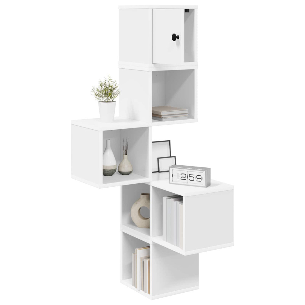 Produktbild för Väggkrokhylla Vit 48 x 48 x 120 cm Konstruerat trä