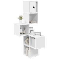 Produktbild för Väggkrokhylla Vit 48 x 48 x 120 cm Konstruerat trä