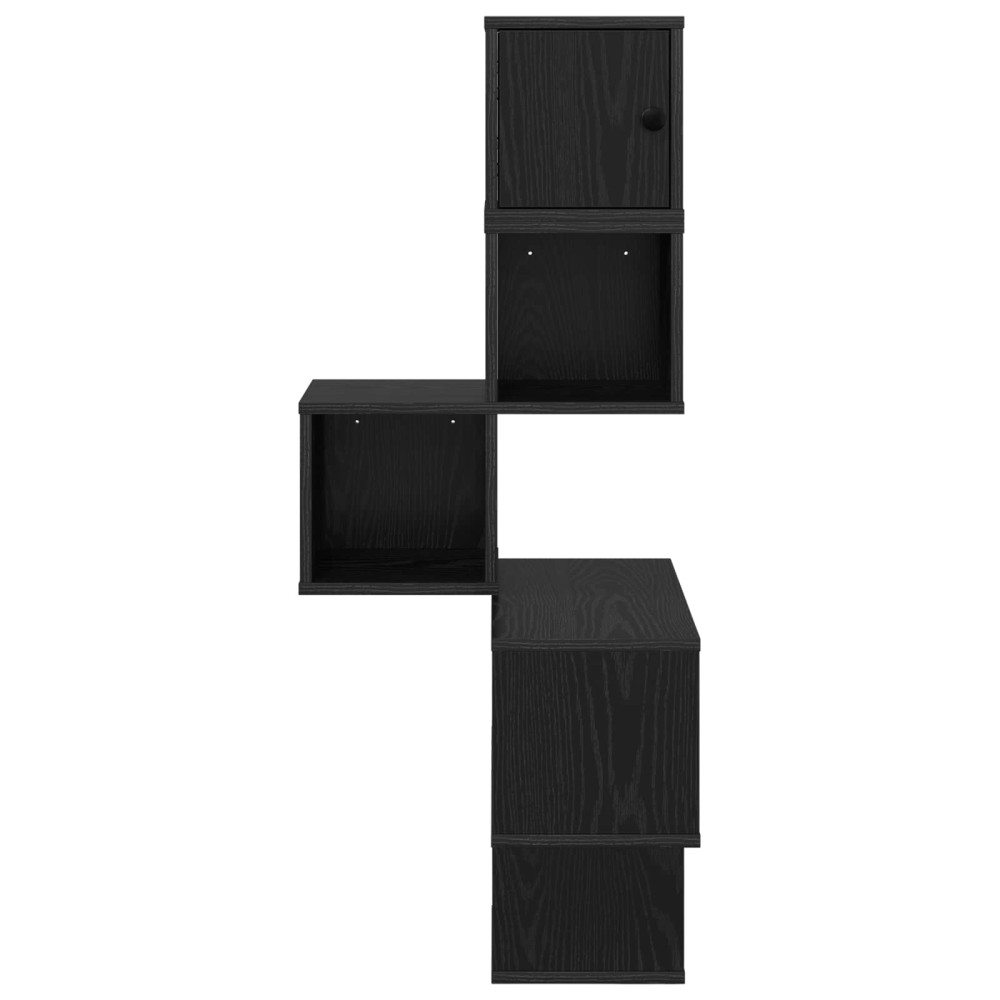 Produktbild för Väggkrokhylla Svart ek 48 x 48 x 120 cm Konstruerat trä