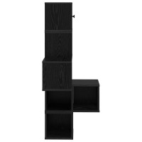 Produktbild för Väggkrokhylla Svart ek 48 x 48 x 120 cm Konstruerat trä
