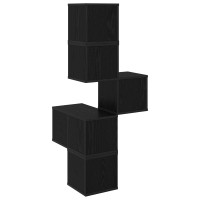 Produktbild för Väggkrokhylla Svart ek 48 x 48 x 120 cm Konstruerat trä