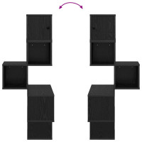 Produktbild för Väggkrokhylla Svart ek 48 x 48 x 120 cm Konstruerat trä