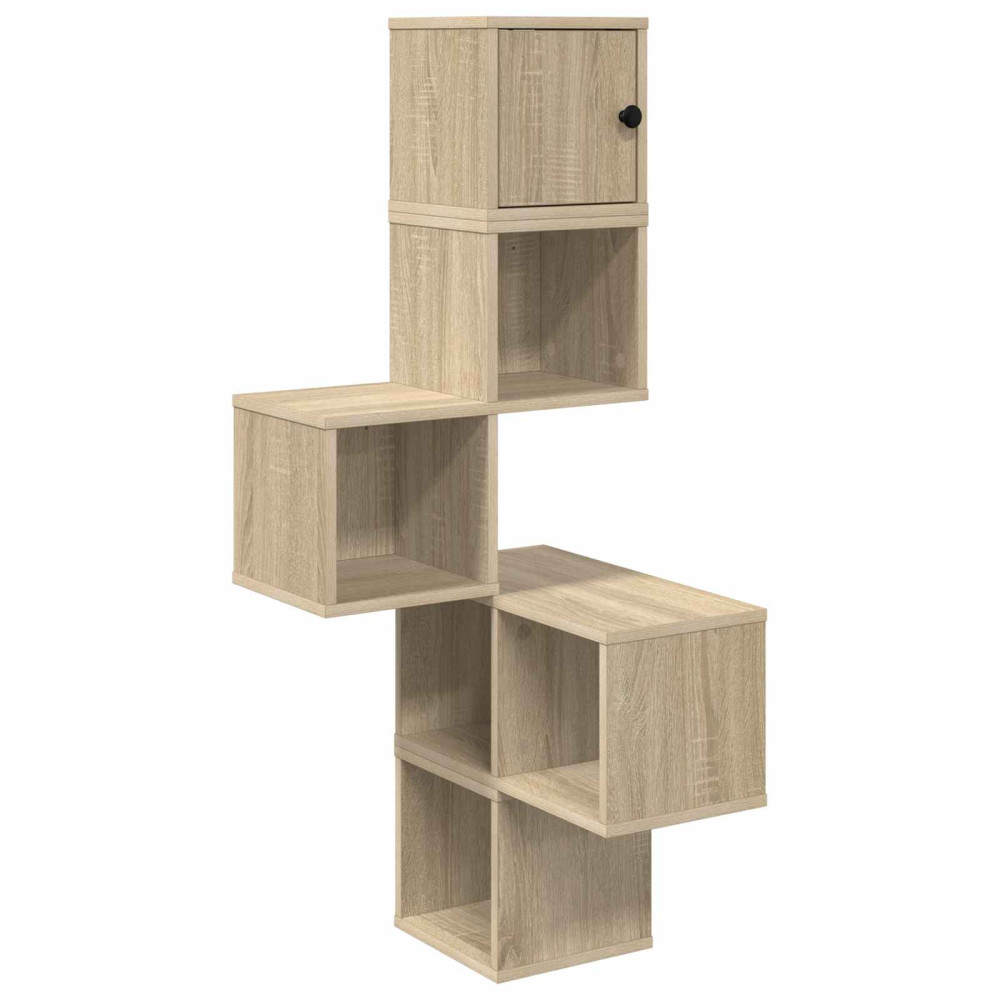 Produktbild för Väggkrokhylla Sonoma-ek 48 x 48 x 120 cm Konstruerat trä
